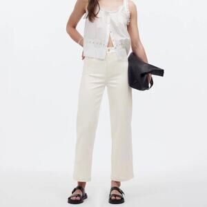Madewell Cream Emmett Wide Leg Crop Pants Sz.32 NWT